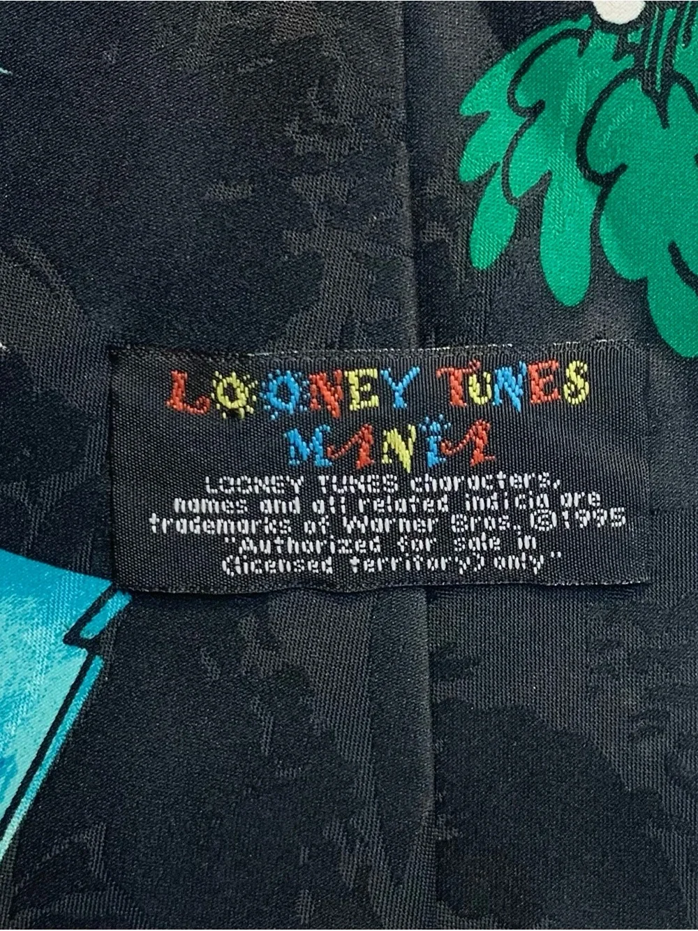 Vintage 1995 Looney Tunes Mania Bugs Bunny Statue of Liberty Silk Necktie